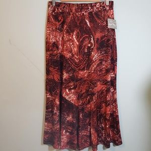 Coral Bay Red White Paisley Maxi Skirt